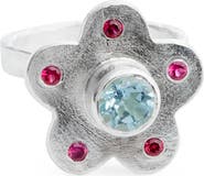 SHANA CAVE Blue Raspberry Flower Ring