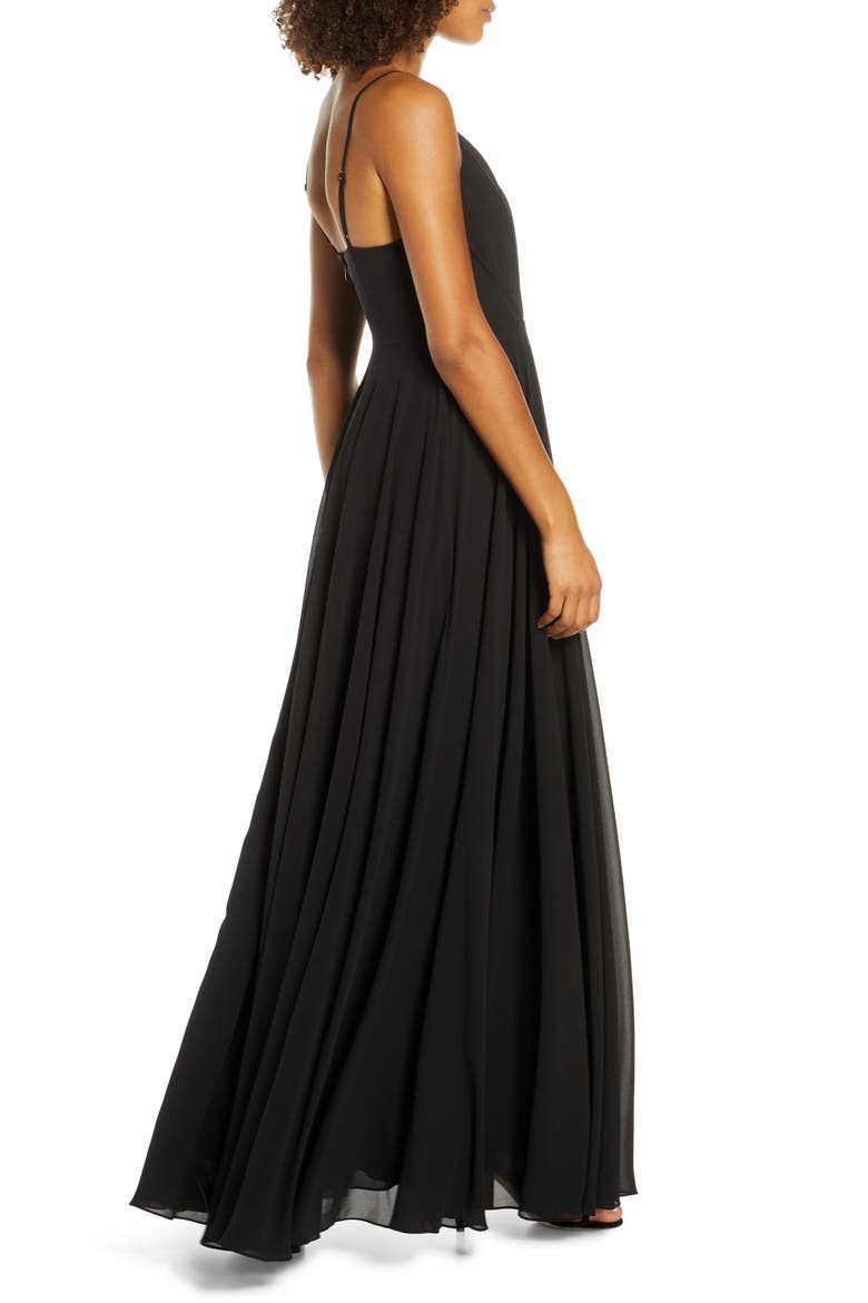 Surplice Chiffon A-Line Gown, Alternate, color, BLACK