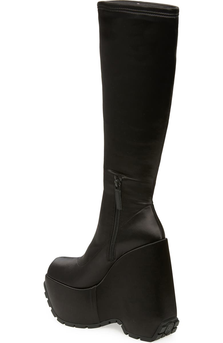 Versace Triplatform Knee High Platform Wedge Boot, Alternate, color,