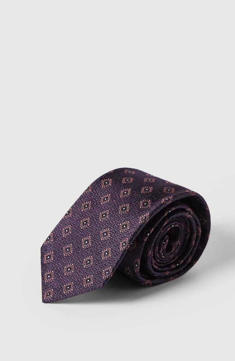 Brunello Cucinelli Silk tie with geometric pattern, Alternate, color, Purple