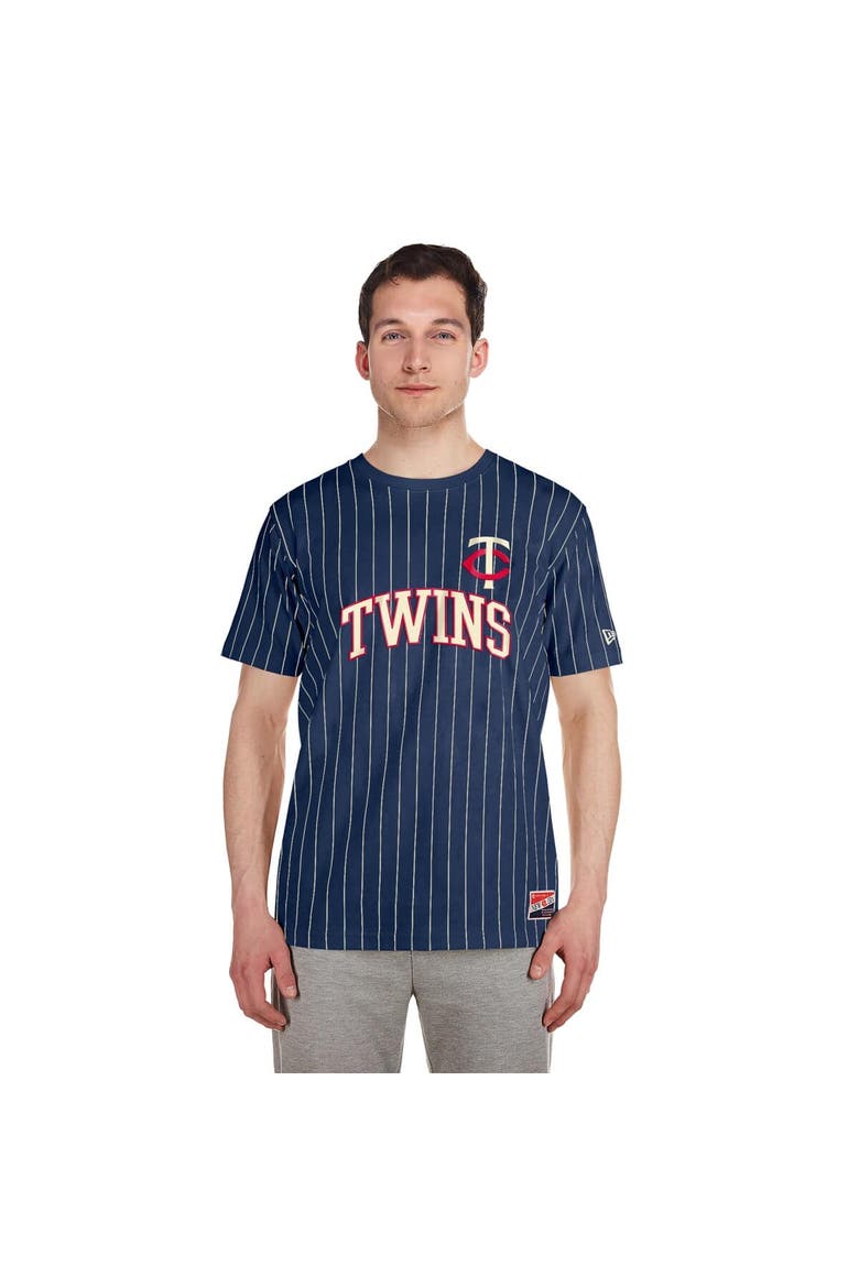 Men's New Era Navy Minnesota Twins Throwback Pinstripe T-Shirt, Alternate, color, Navy