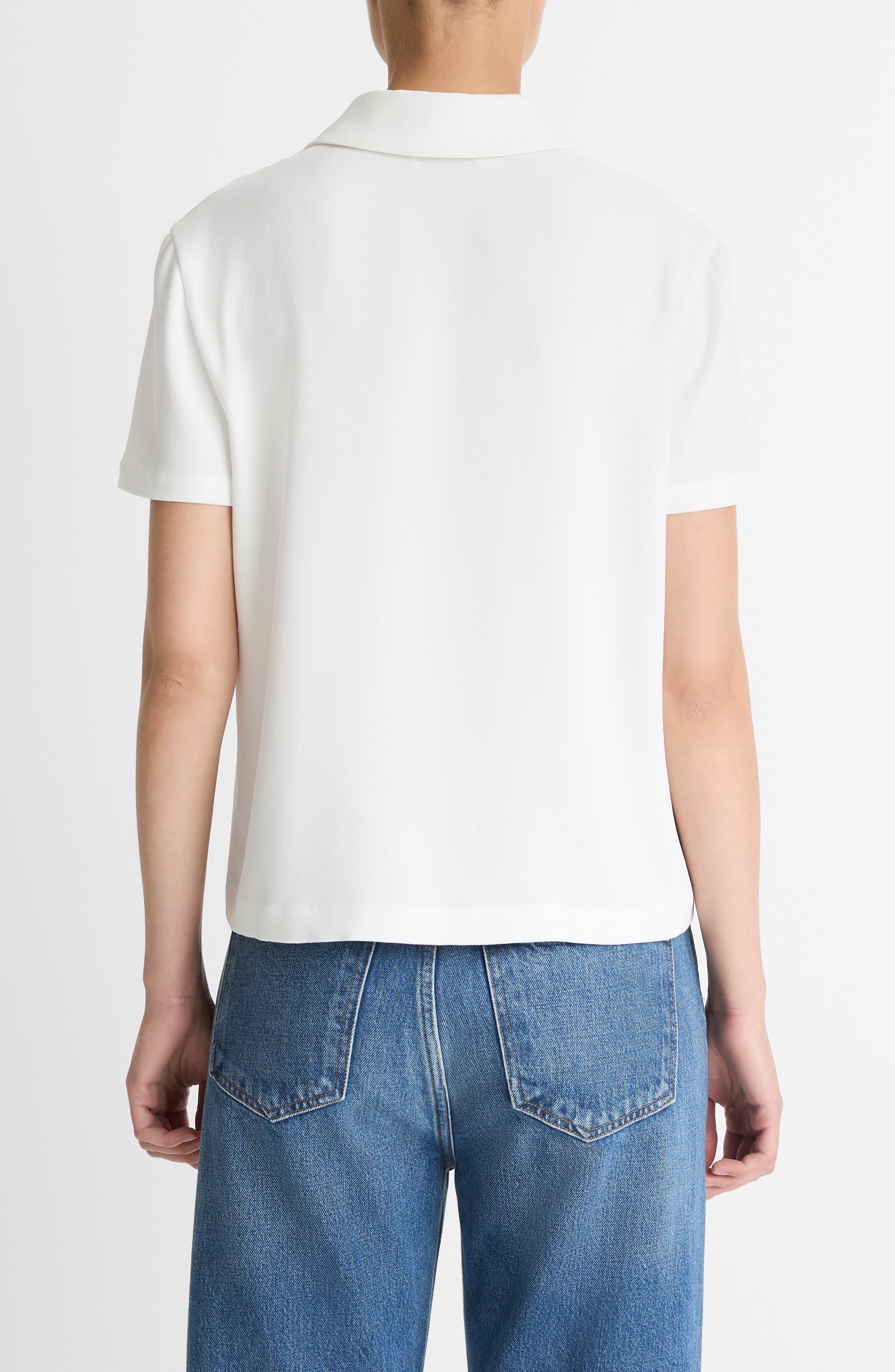 Short Sleeve Crepe Polo Shirt - image 2