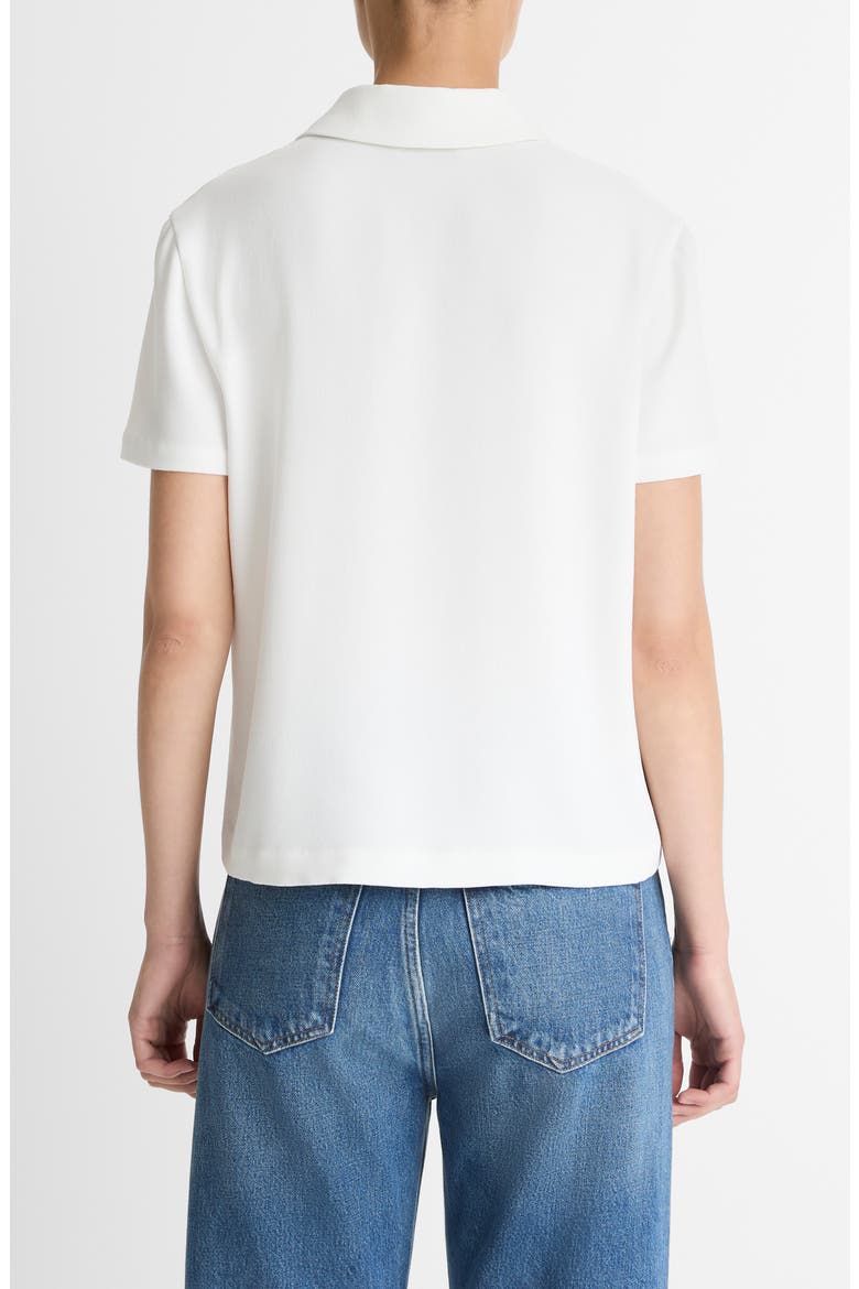 Short Sleeve Crepe Polo Shirt, Alternate, color, OFF WHITE