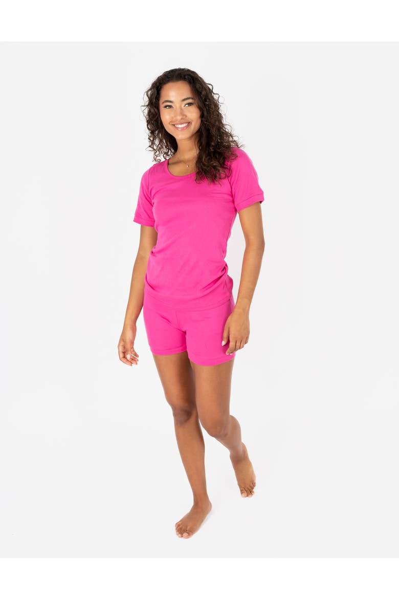 Women's Short Cotton Solid Pajama Set, Alternate, color, Hot Pink
