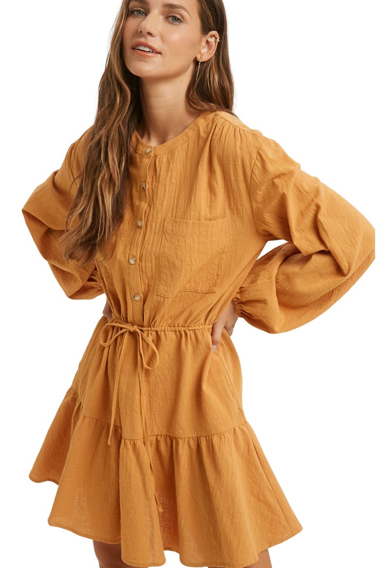 Long Sleeve Minidress, Alternate, color, AMBER