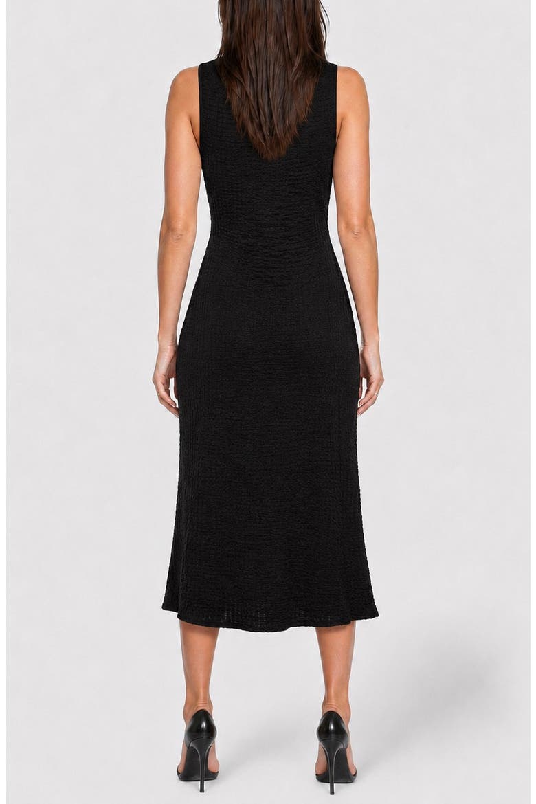 Waffle Crepe Shirred Maxi Dress, Alternate, color, BLACK