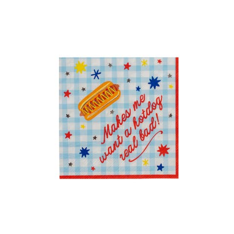 4th of July Patriotic Hot Dog Cocktail Napkins