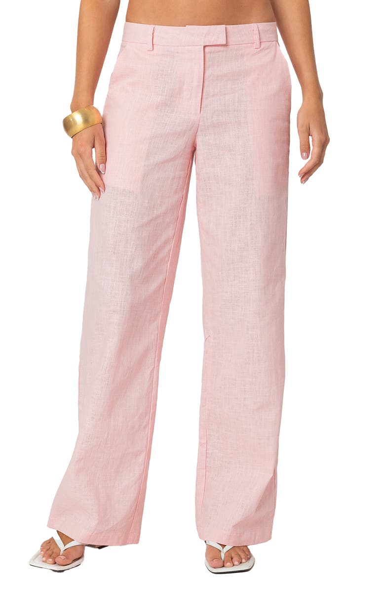 EDIKTED Arya Straight Leg Cotton Pants, Main, color, Light-Pink