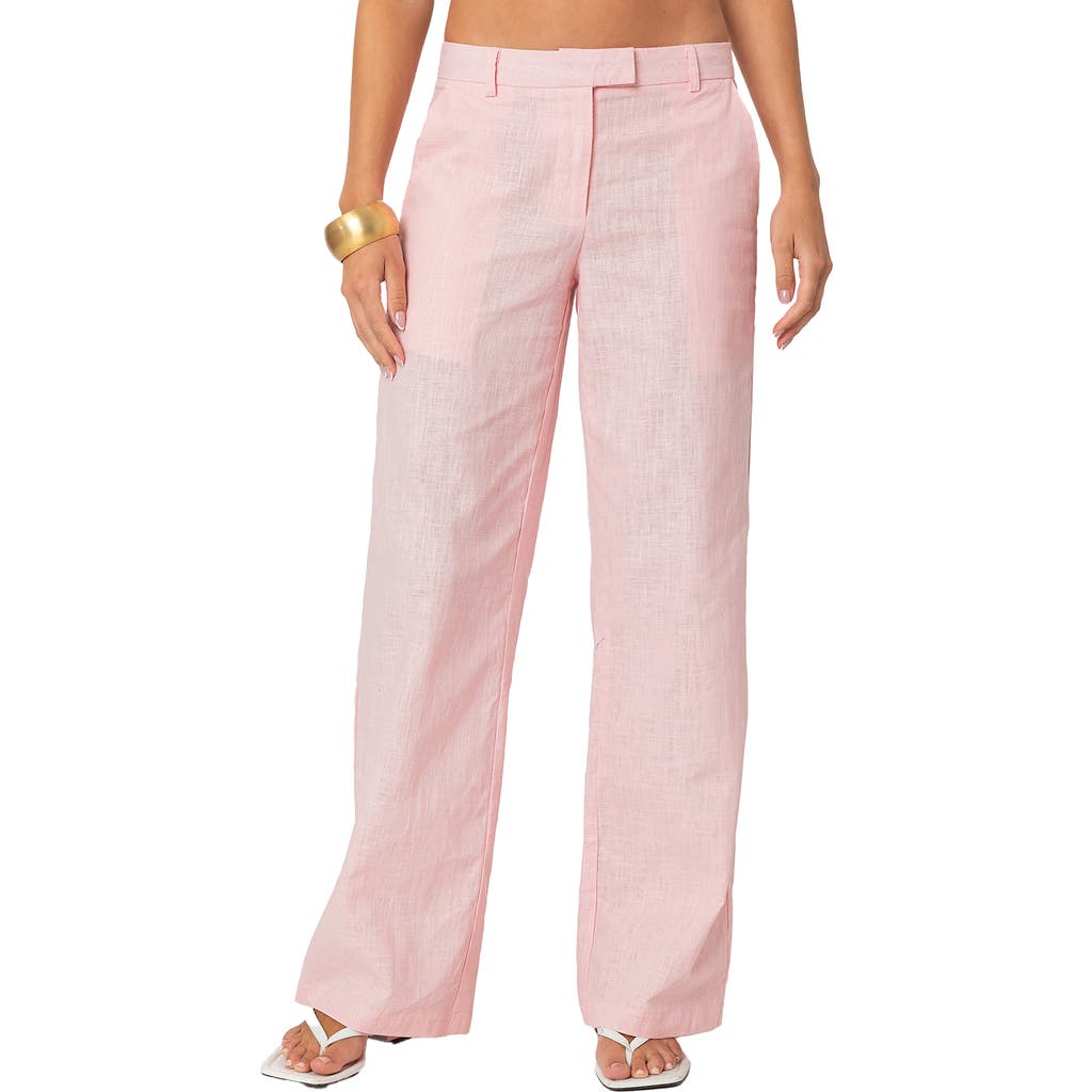 Edikted Arya Straight Leg Cotton Pants In Pink