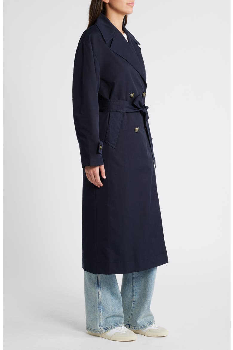 Angela Water Repellent Trench Coat, Alternate, color, DARK NAVY