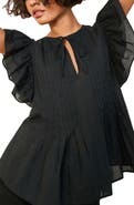 Friends Like These Pintuck Pleat Flutter Sleeve Cotton Top