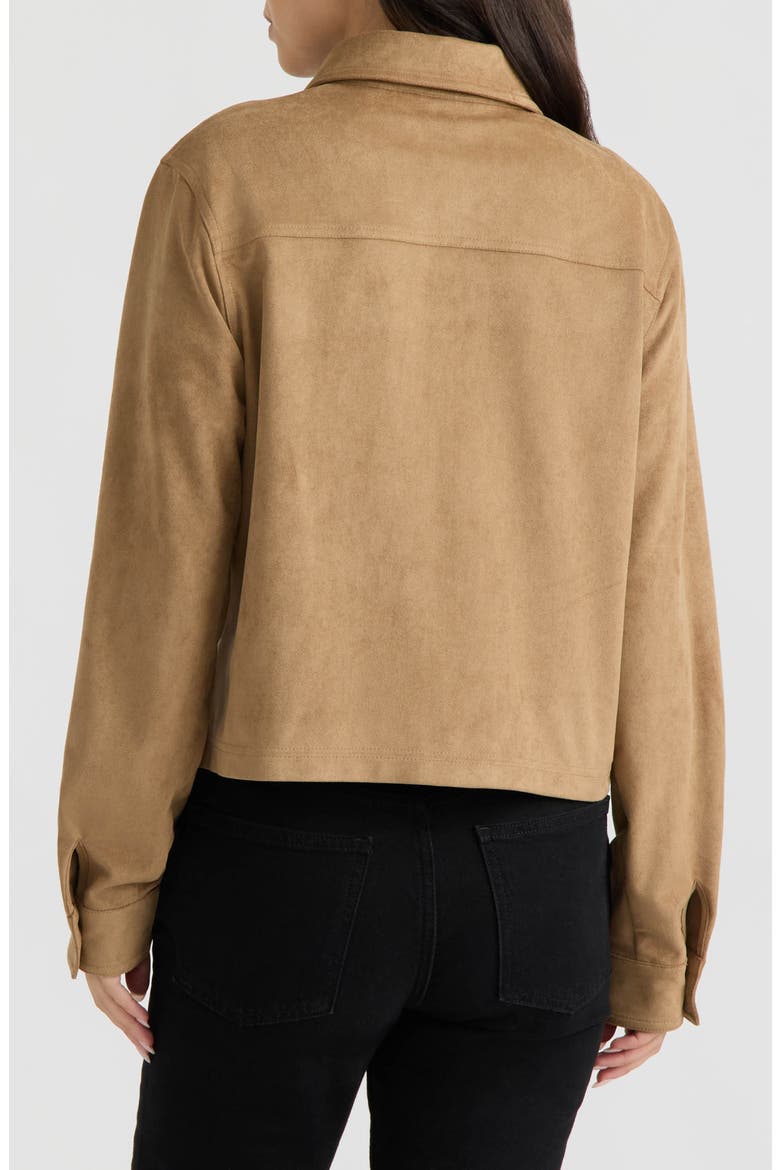 Cropped Faux Suede Shirtjacket, Alternate, color, WOOD