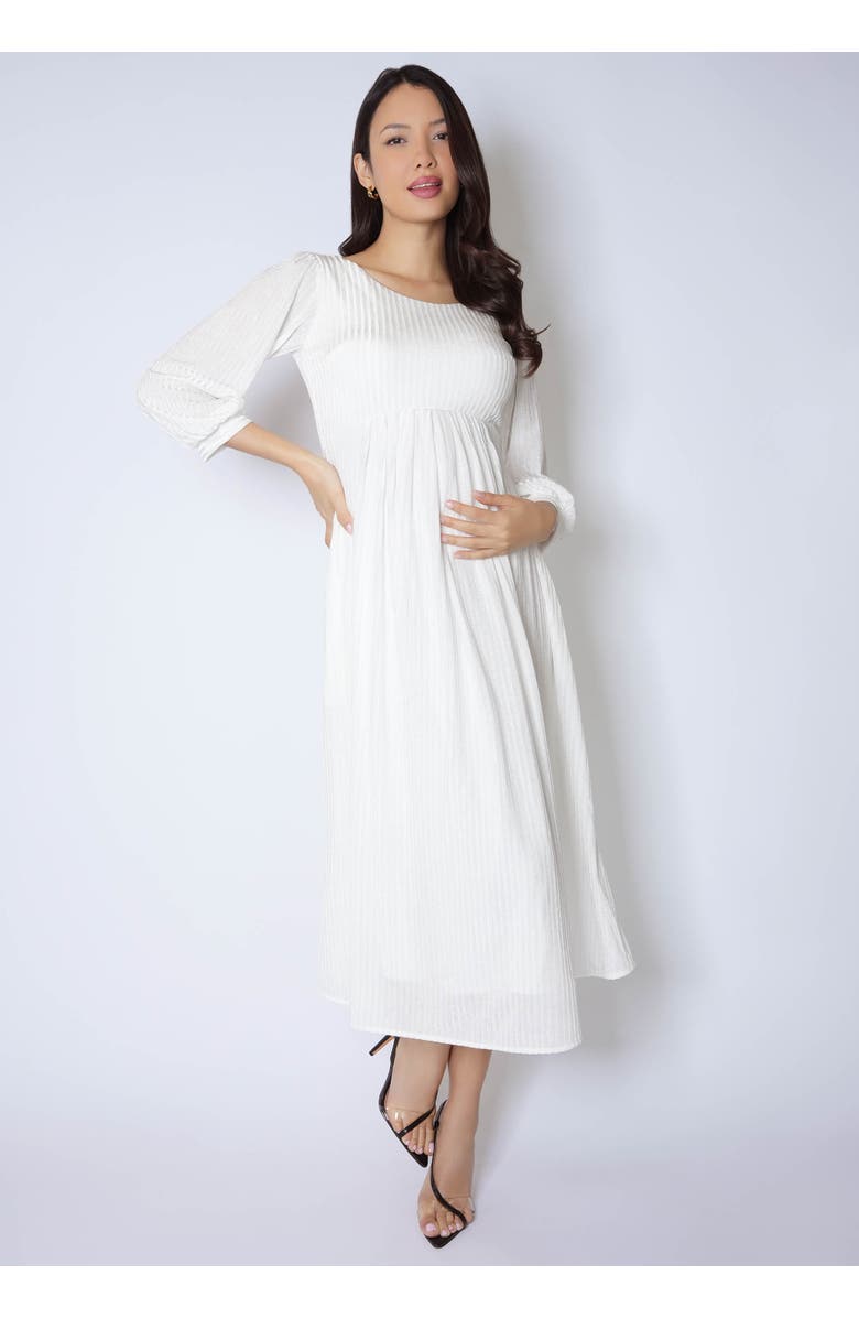 Tiffany Rose Maternity Isla Ribbed Jersey Dress, Alternate, color, Ivory