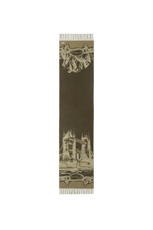 Burberry Tower Bridge Cashmere Scarf In Hunter