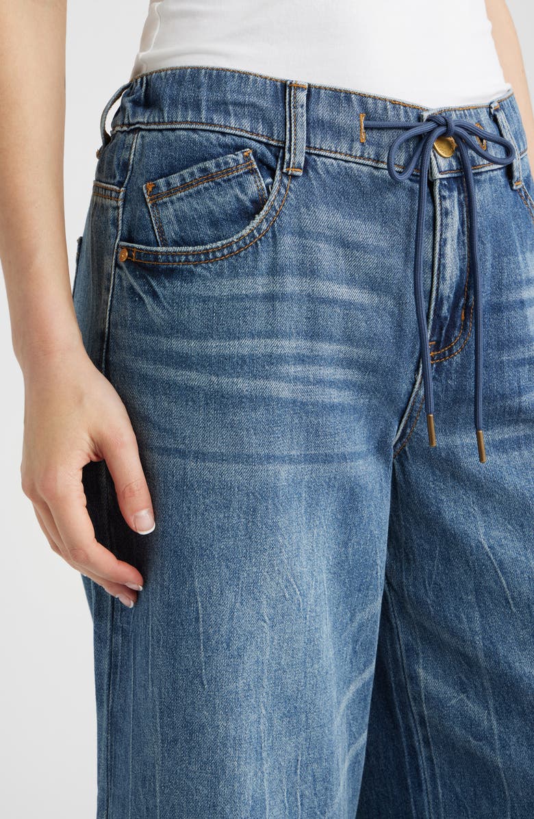 Wit & Wisdom Flower Appliqué High Waist Wide Leg Jeans, Alternate, color, Mid Blue Artisanal