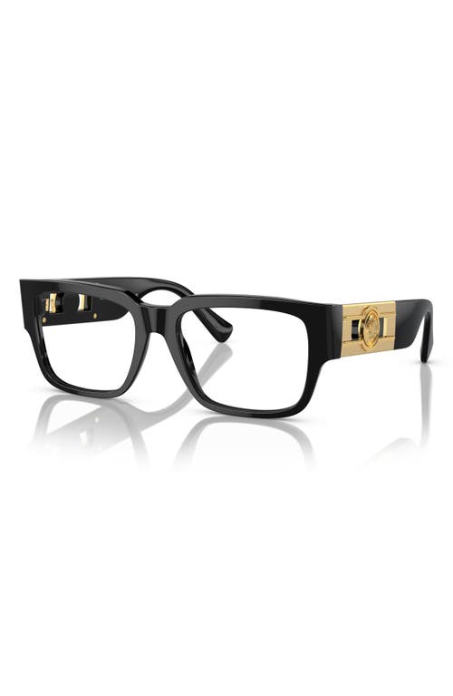 Versace 55mm Square Optical Glasses In Shiny Black