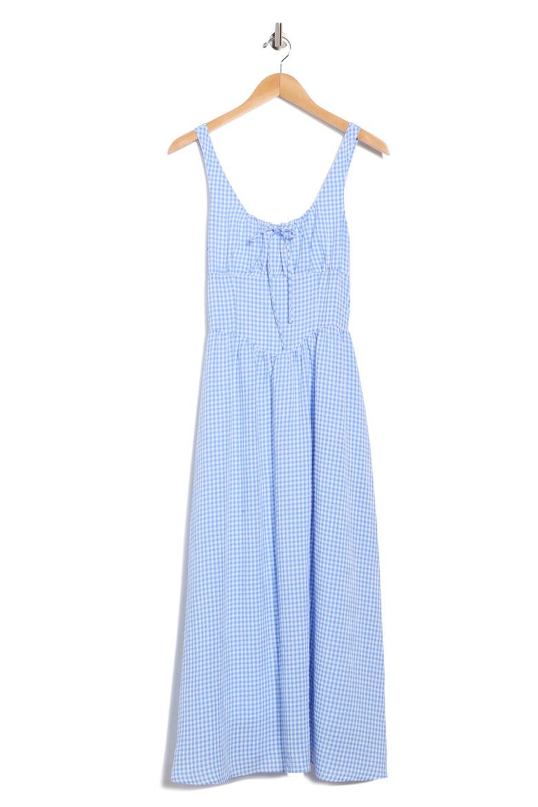 Corset Milkmaid Midi Dress, Alternate, color, BLUE/ WHITE