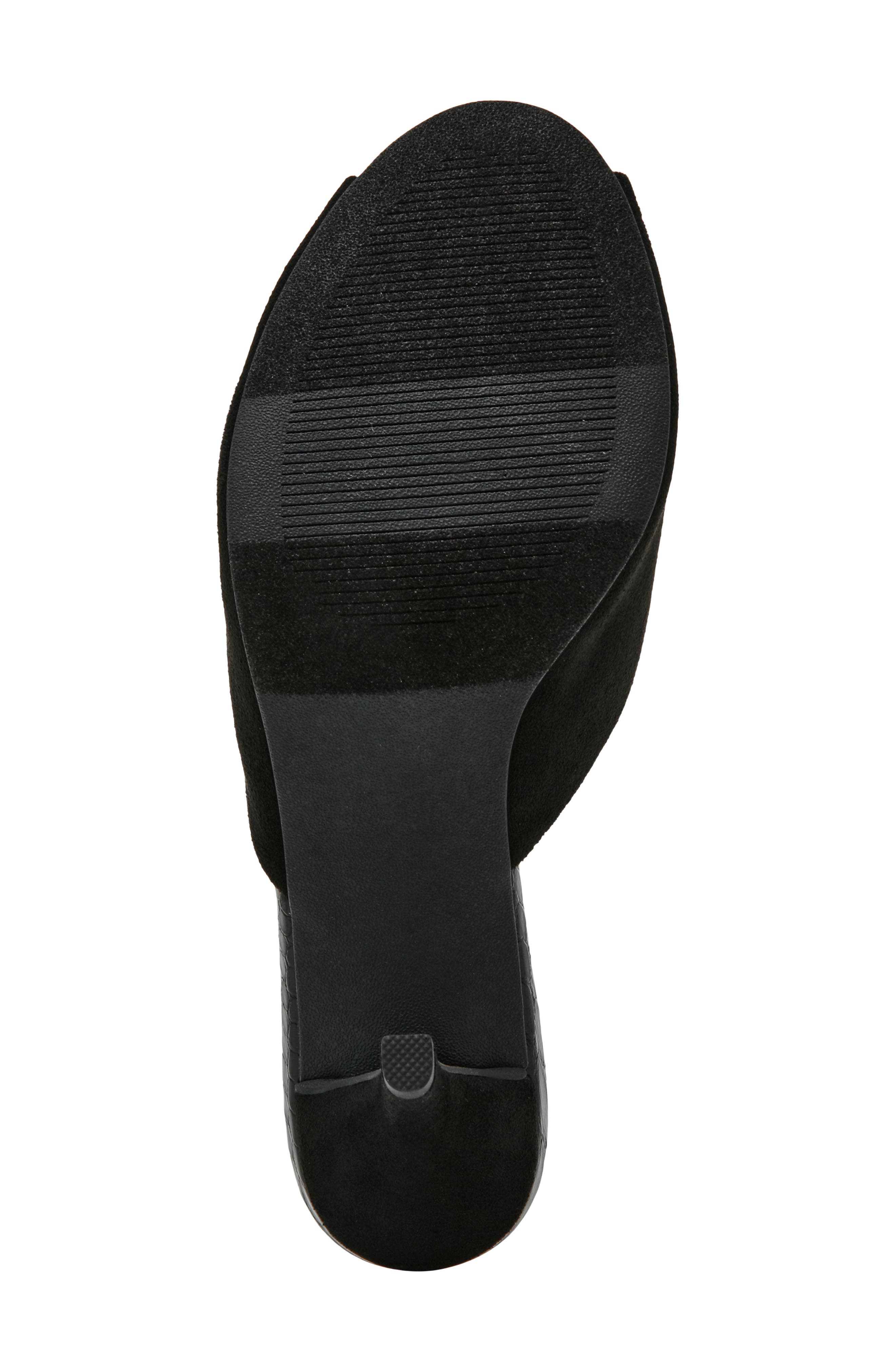Curtsi Peep Toe Slide Sandal, Alternate, color, BLACK FAUX SUEDE