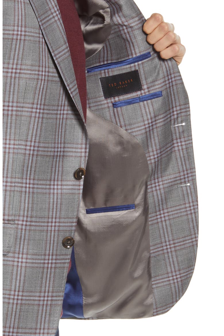 Jay Slim Fit Plaid Wool Sport Coat, Alternate, color, GREY