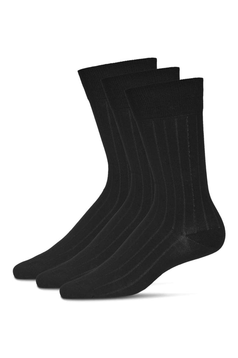 3-Pack Rib Dress Socks, Alternate, color, BLACK