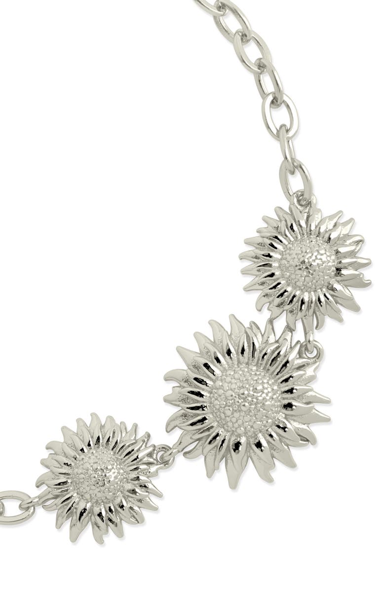 Sterling Forever Solaris Sunflower Chain Bracelet, Alternate, color, Silver