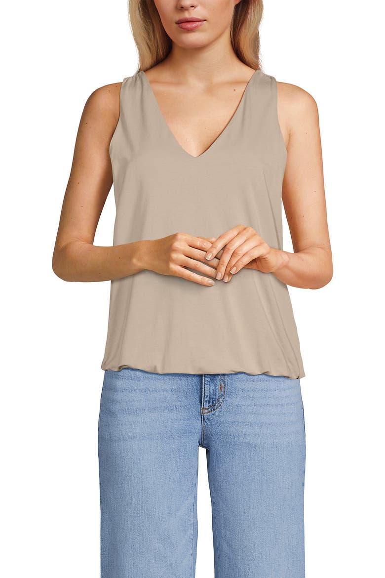 Lightweight Jersey Blouson Vneck Tank, Main, color, Blush Whisper