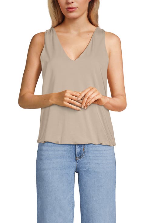 Lightweight Jersey Blouson Vneck Tank