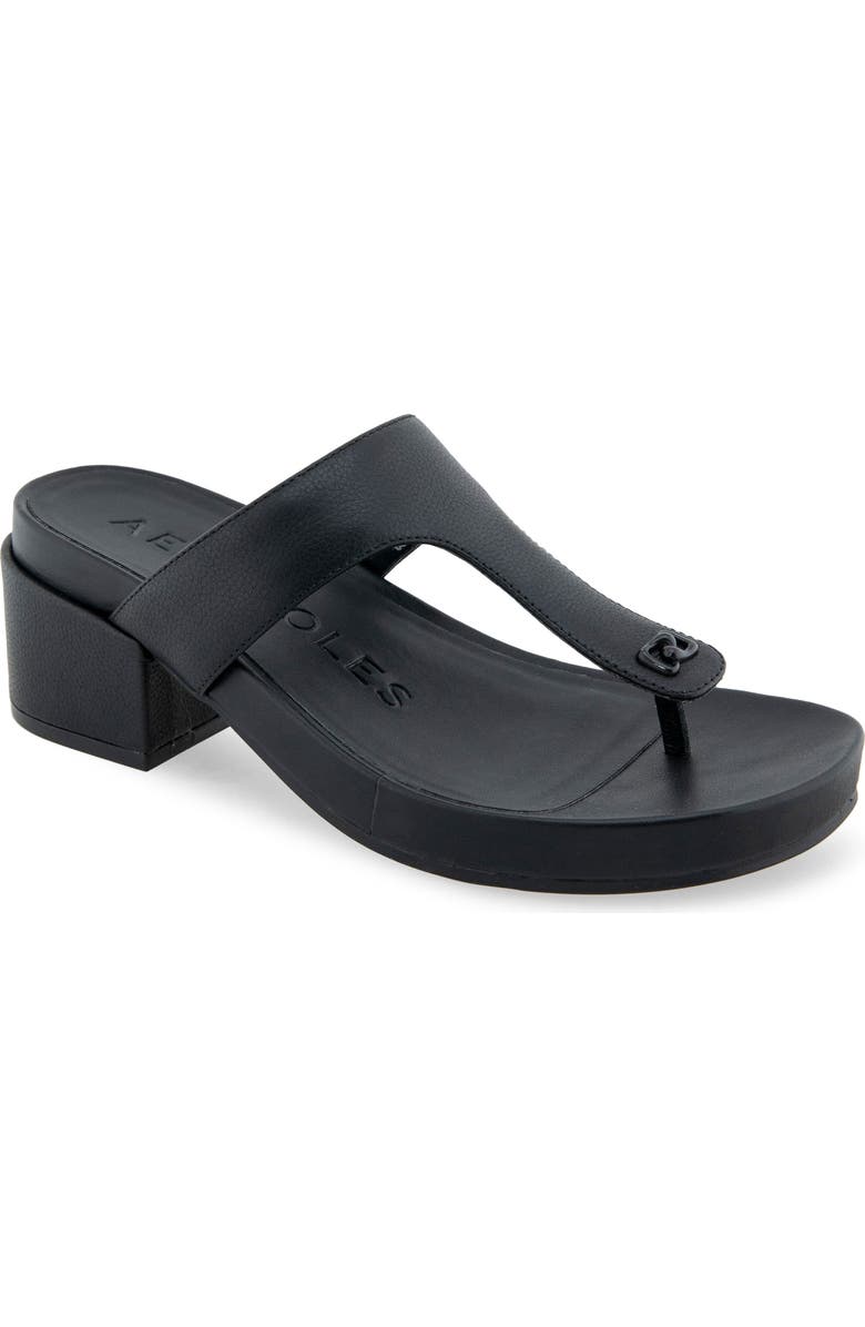 Aerosoles Clio T-Strap Sandal, Main, color, Black Leather