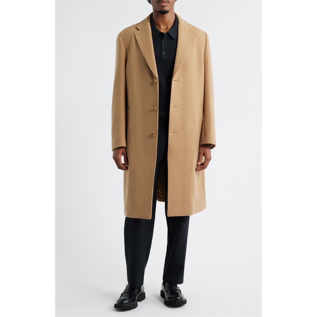 Open Edit Wool Blend Melton Overcoat In Neutral