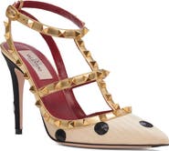 Valentino Garavani Rockstud Sequin Polka Dot Satin Ankle Strap Pump
