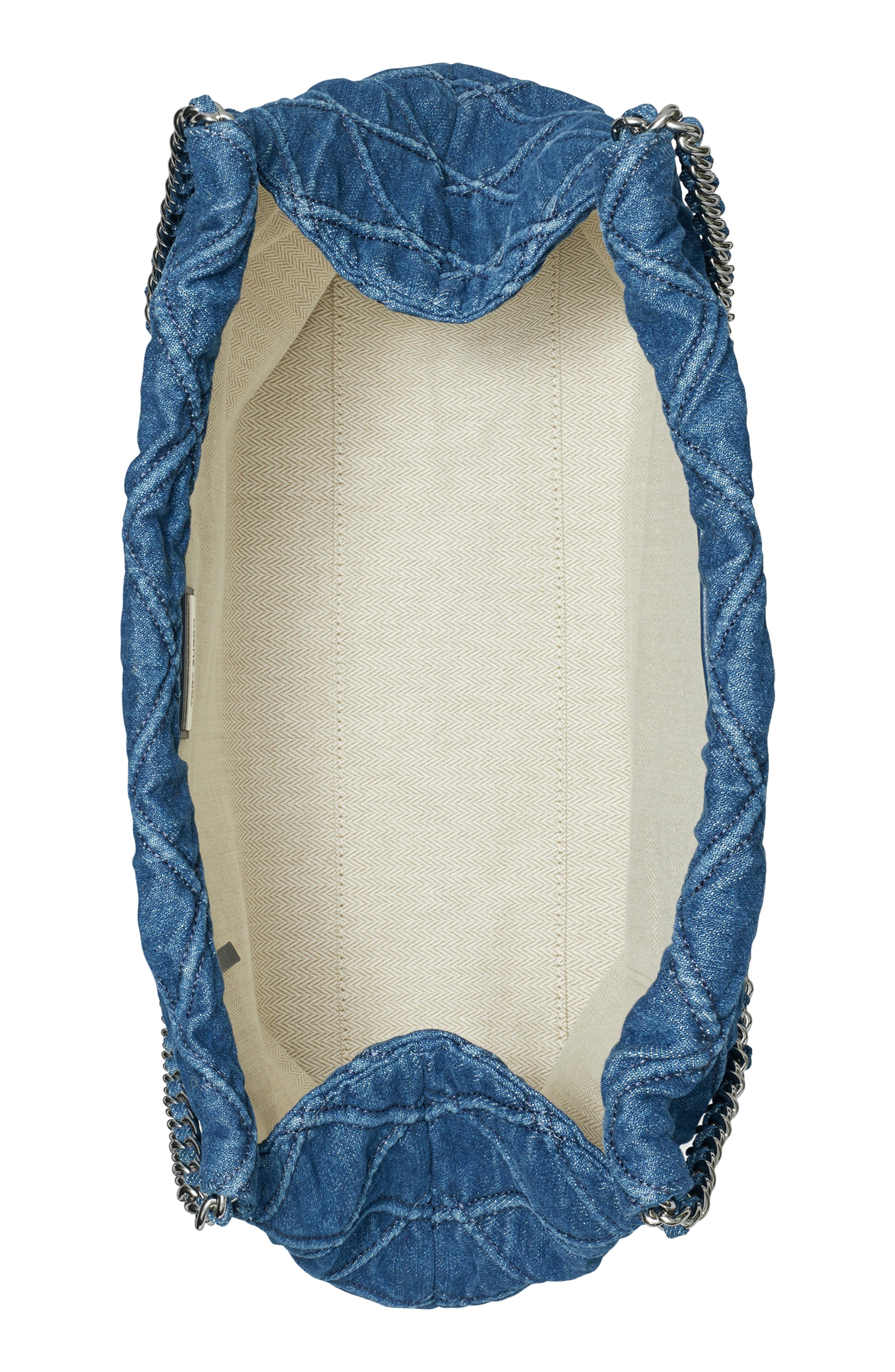 Tory Burch Fleming Soft Quilted Denim Hobo Bag, Alternate, color, Denim