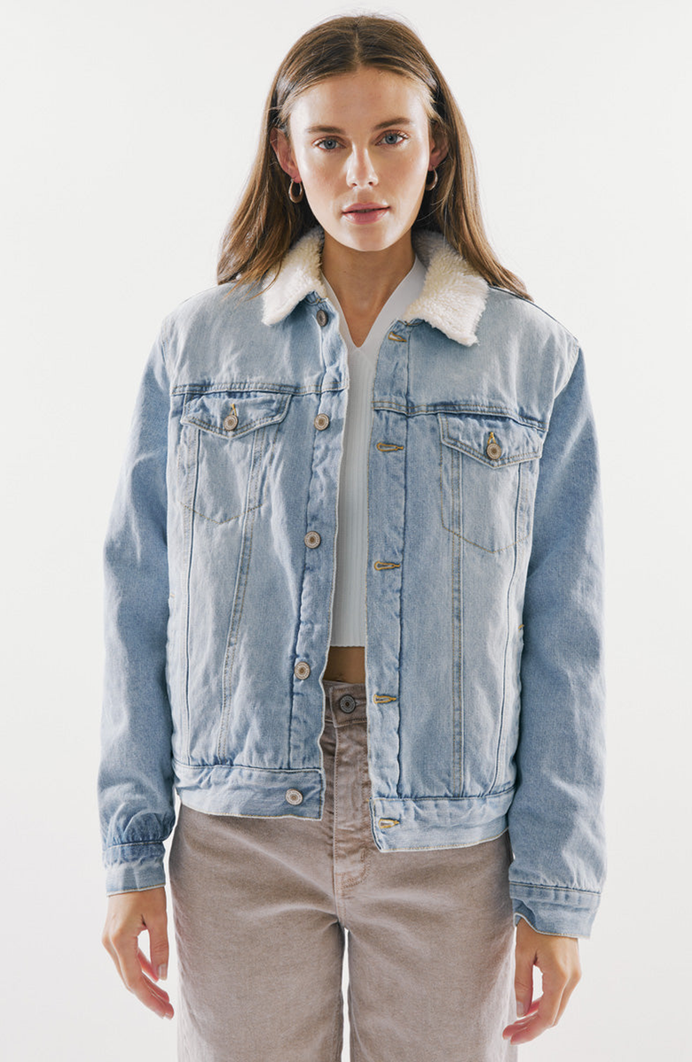 KanCan Sonny Trucker Jacket, Main, color, Light Wash