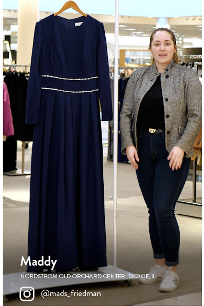Empire Waist Long Sleeve Pleated Gown video