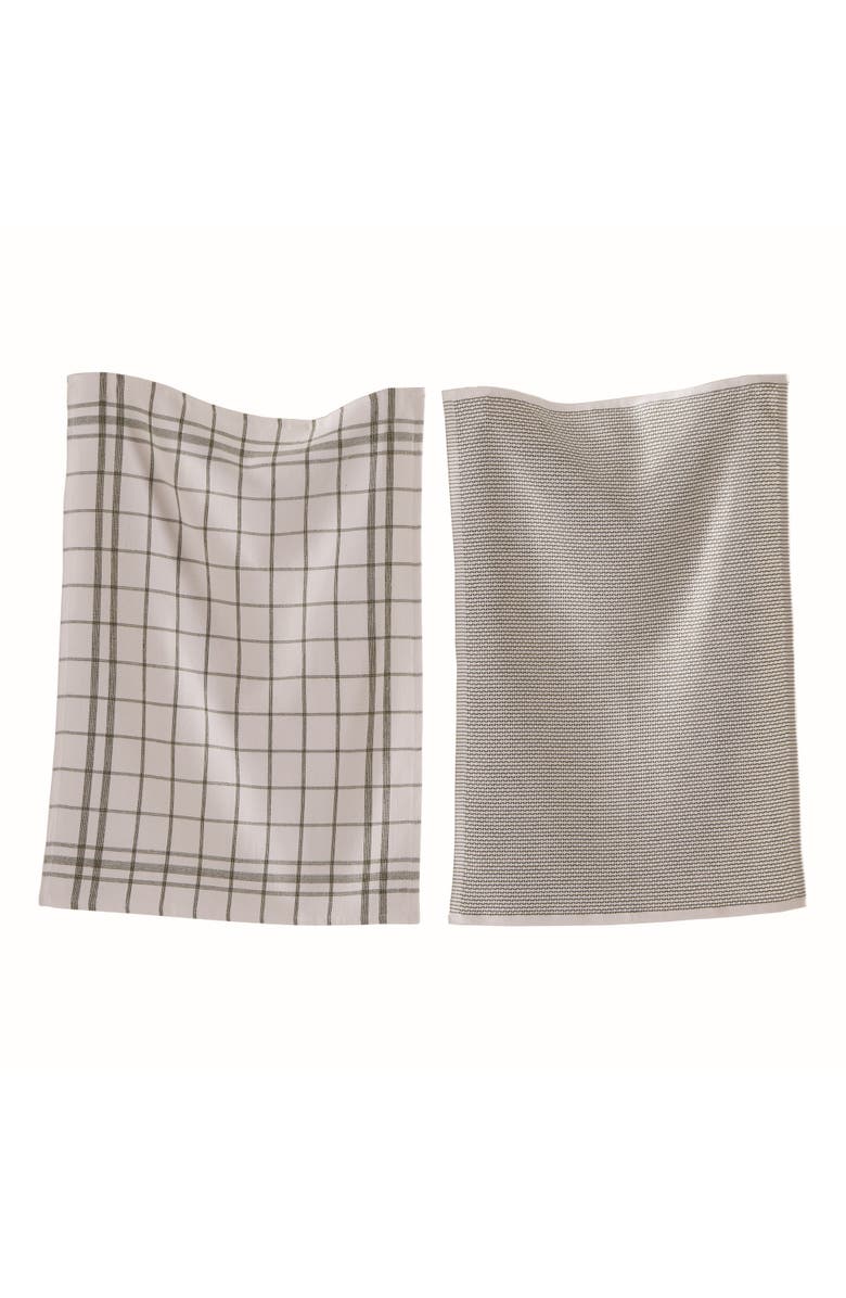 tag Classic Black Cotton Dishtowel Set of 2 Checked Solid, Main, color, Black