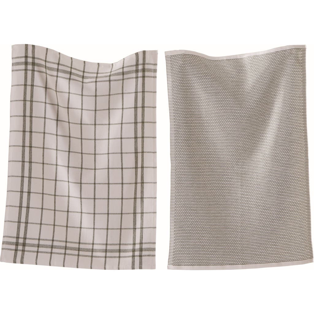 Tag 26l"x18w" Classic Black Cotton Set Of 2 Checked And Solid Terry Cloth Dishtowel Kitchen Towel Ma In Black