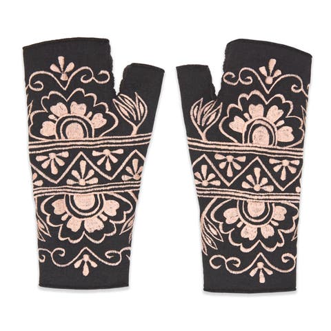 Women's Artisan Crafted Fleece Lined Lawsone Fingerless Gloves