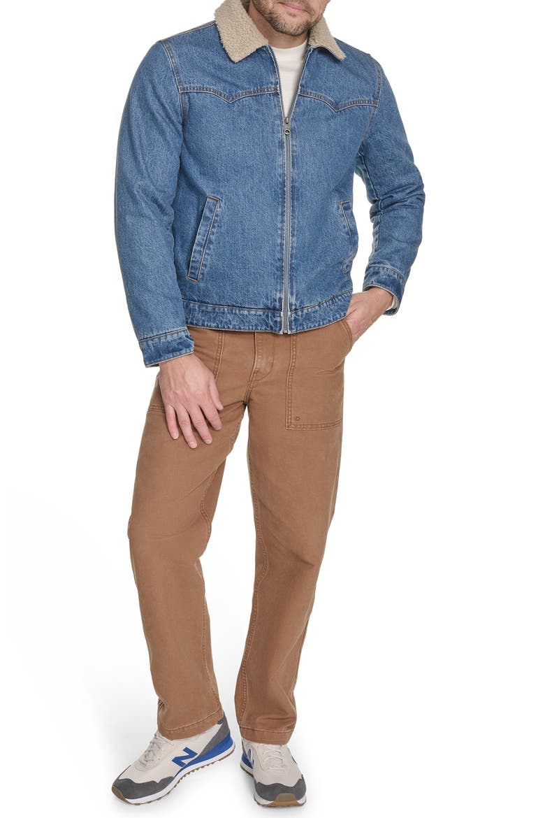 Western Denim Jacket with Removable Faux Shearling Collar, Alternate, color, MEDIUM WASH DENIM
