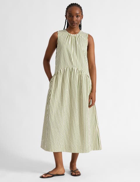 Stripe Sleeveless Midi Dress
