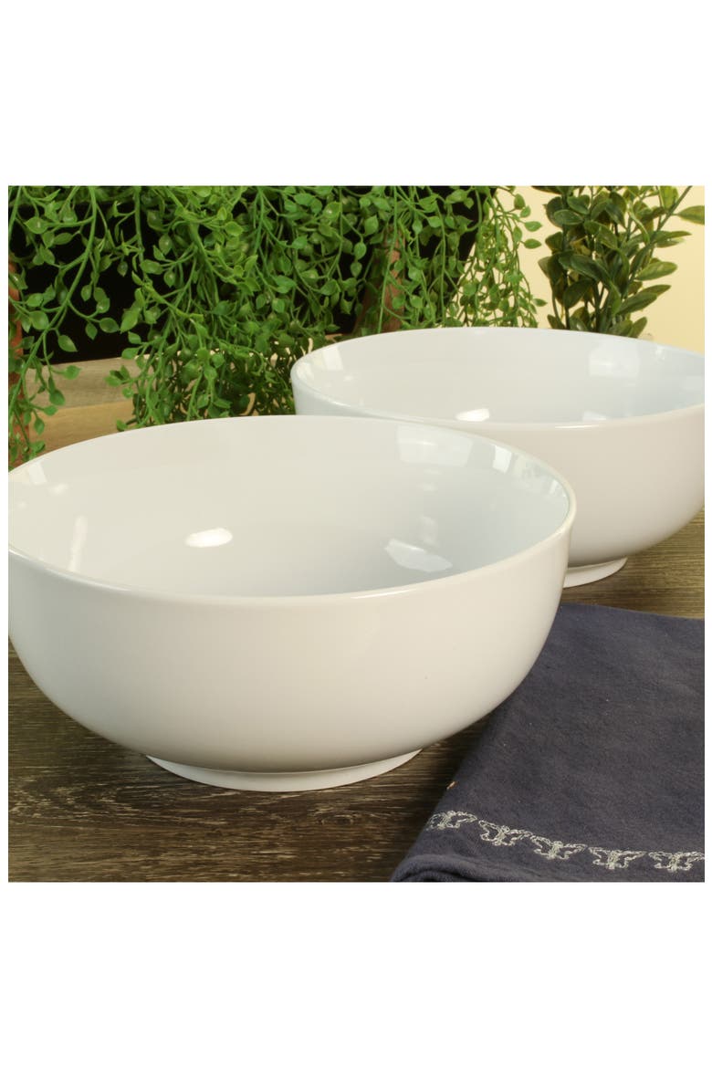 Set of 2 Serving Bowls, Alternate, color, WHITE