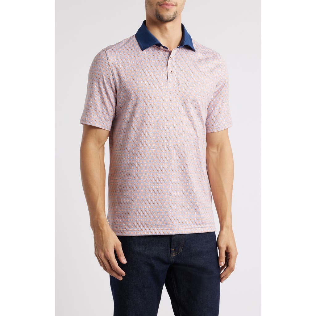 Johnston & Murphy Xc4® + Cool Degree™ Geo Print Performance Golf Polo In Orange