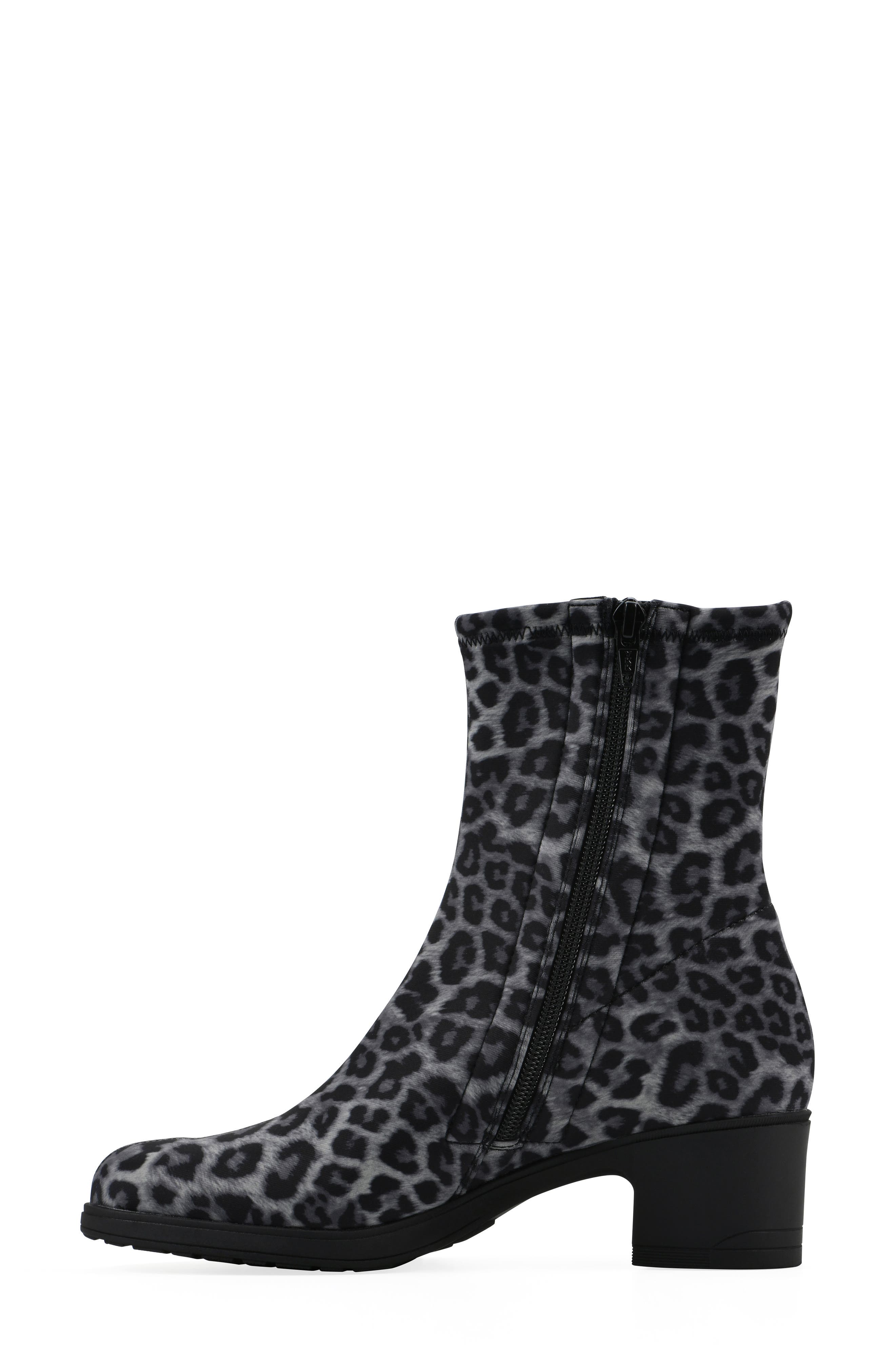 CLIFFS BY WHITE MOUNTAIN Huda Block Heel Bootie, Alternate, color, Grey/ Leopard/ Fabric