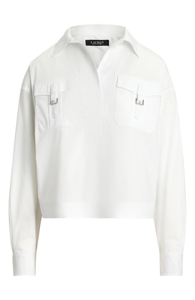 Lauren Ralph Lauren Silky Stretch Cotton Utility Shirt, Alternate, color, White