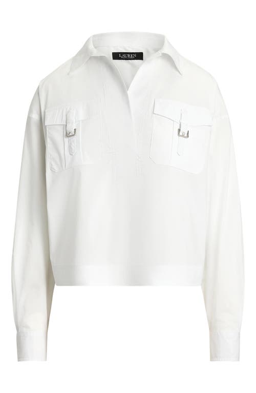 Ralph Lauren Women's Buckle-trim Cotton-blend Shirt In Multi