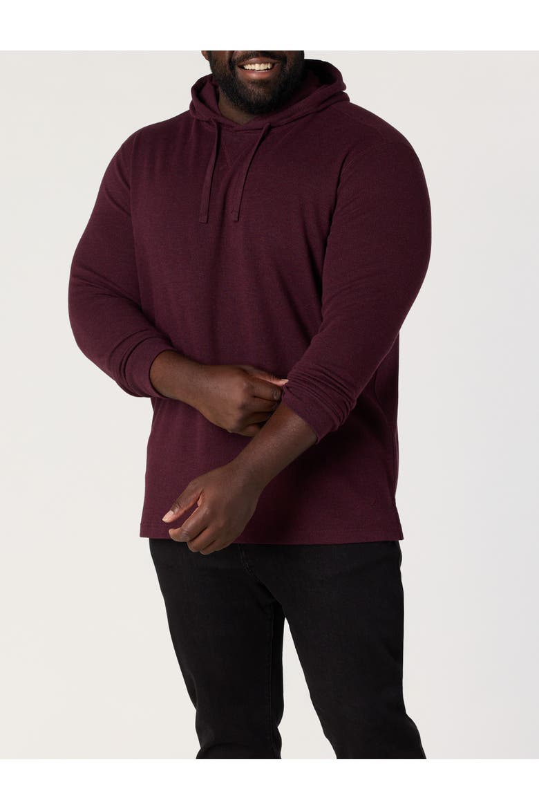 Big & Tall Waffle-Knit Hoodie, Alternate, color, BURGUNDY HTHR
