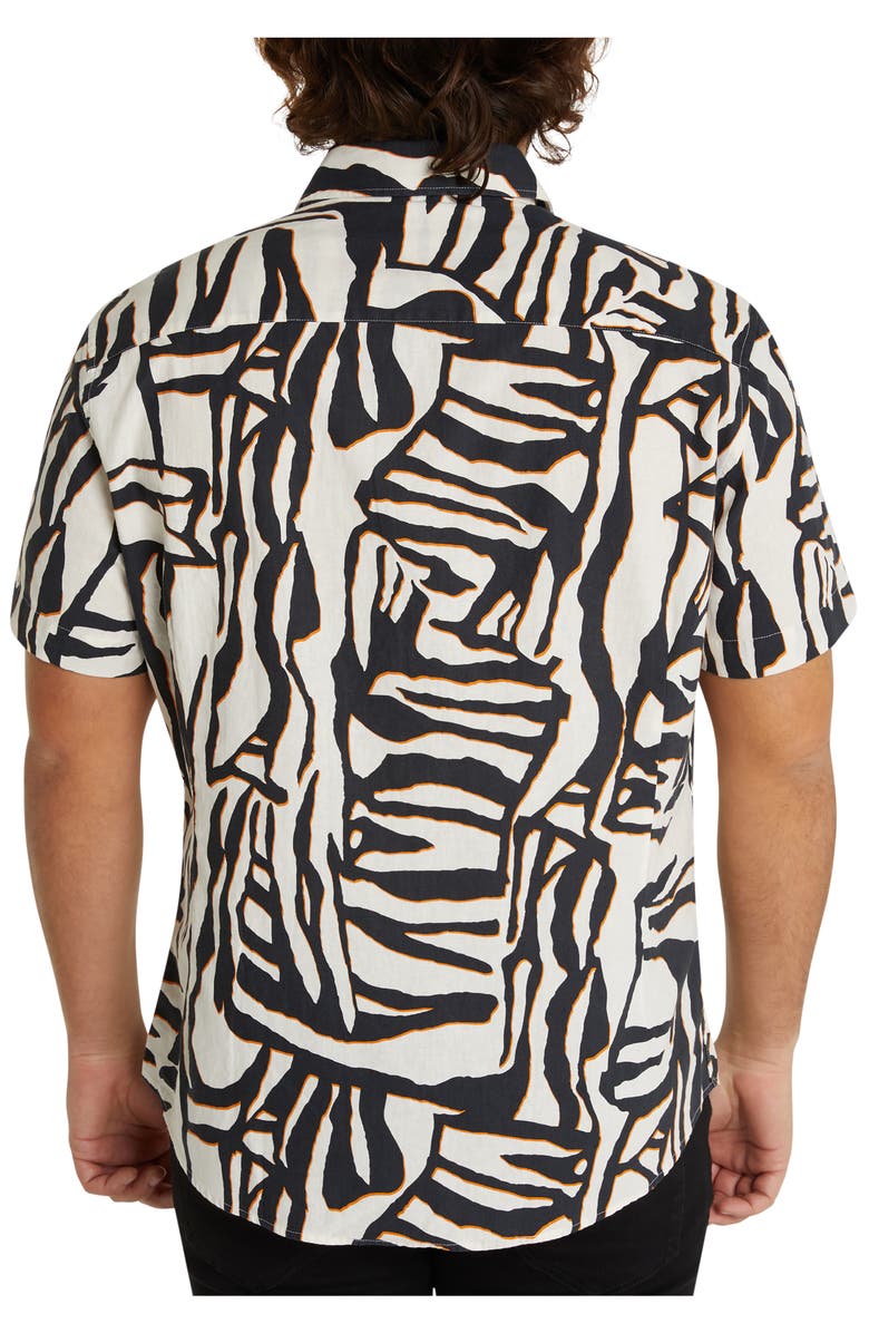 Johnny Bigg Tyson Zebra Print Linen & Cotton Short Sleeve Button-Up Shirt, Alternate, color,
