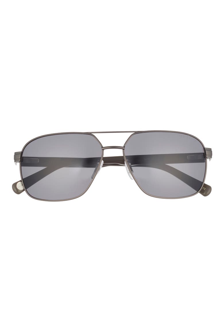60mm Polarized Navigator Sunglasses, Main, color, GUNMETAL