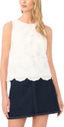 Vince Camuto Floral Embroidered Sleeveless Cotton Top