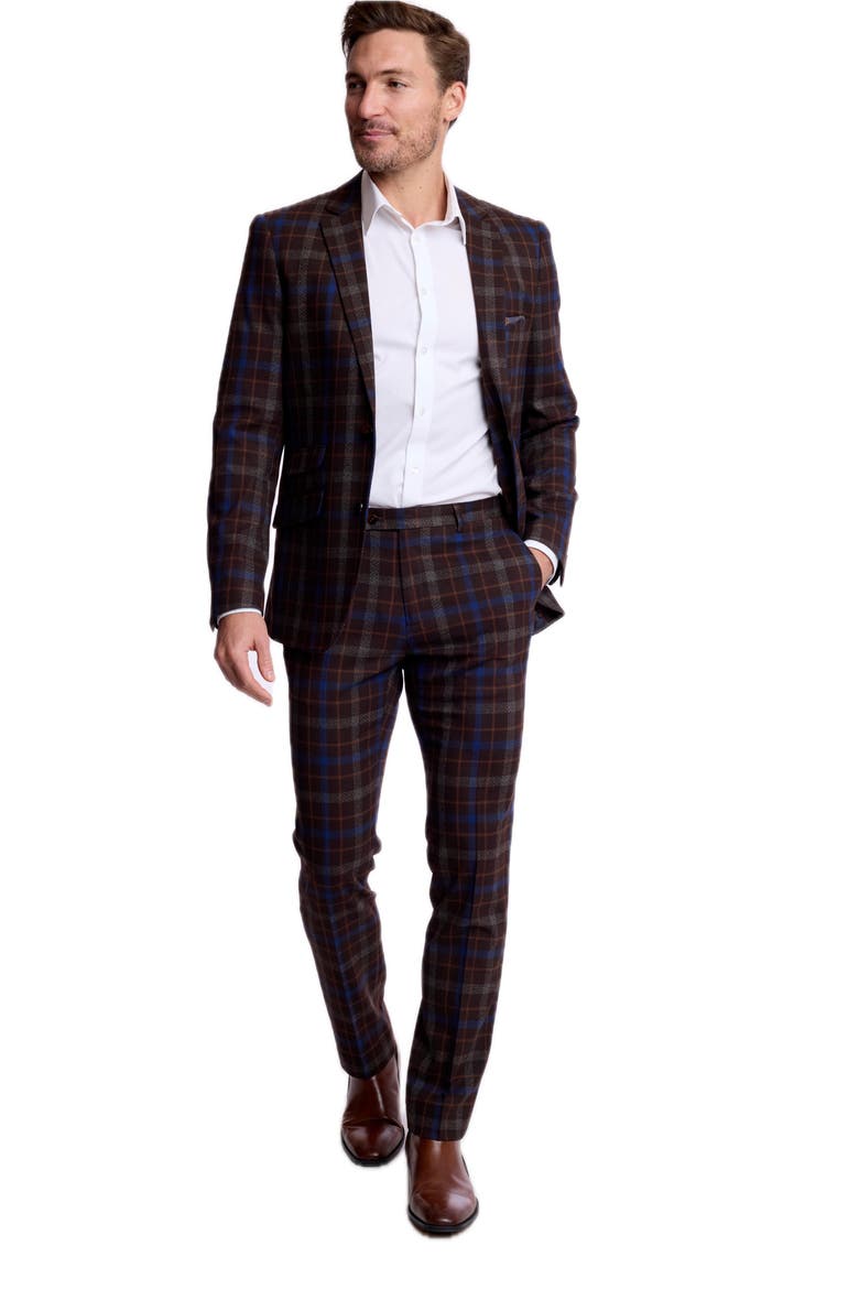 Downing Slim Fit Pants, Alternate, color, CHOCOLATE ROYAL RUST CHECK