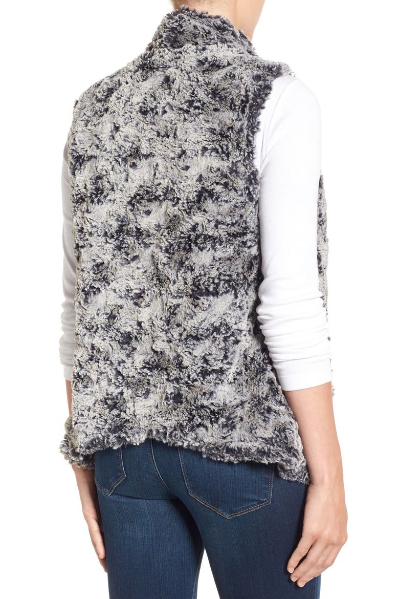 Draped Faux Fur Vest, Alternate, color, FROSTED BLACK