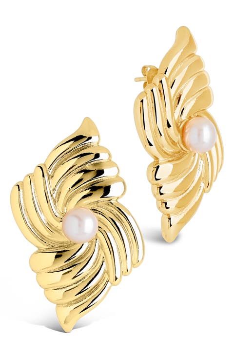 Fantaisie Genuine Pearl Post Earrings